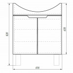 Тумба под умывальник Dreja David 65 напольная с 2 дверцами белый лак