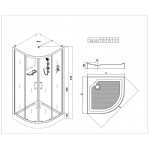 Душевая кабина Esbano 90х90х210 с крышей полукруглая поддон прозрачное стекло профиль хром матовый ESKW90CR