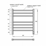 Полотенцесушитель электрический Point PN71856B П7 500x600, диммер справа, черный