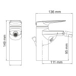 Смеситель WasserKraft Lopau 3206 для биде, с донным клапаном, хром