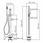 Смеситель WasserKraft Sauer 7121 для ванны, напольный, глянцевое золото