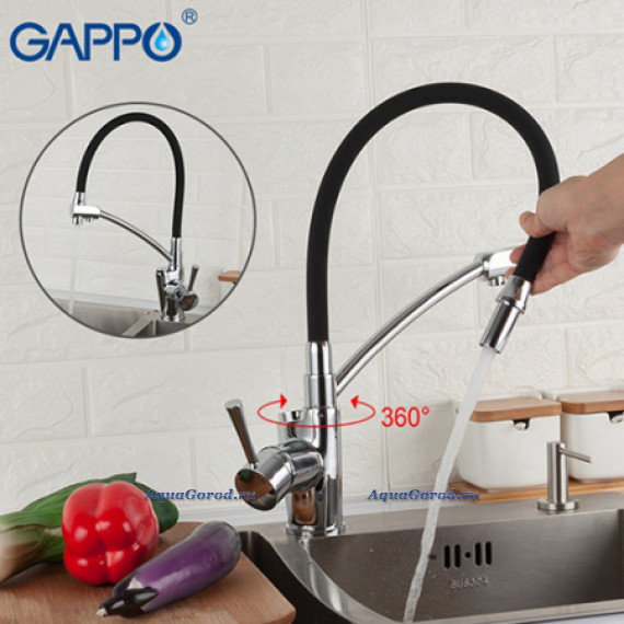 Смеситель Gappo G4398-11 для кухни с гибким изливом, с краном для питьевой воды G4398-11