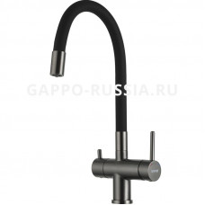 Смеситель Gappo однорычажный для кухни с фильтром и гибким изливом оружейная сталь G4398-39