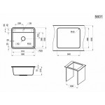 Мойка кухонная Granula СтандАРТ 560х500 врезная кварцевая прямоугольная 5601, ЧЁРНЫЙ