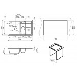 Мойка кухонная Granula 775х495 кварцевая прямоугольная 2 чаши с крылом левая/правая 7802, СЛАНЕЦ