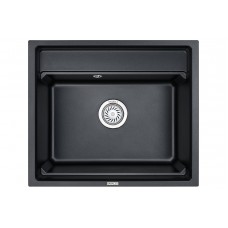 Мойка кухонная Granula 600х510 кварцевая встраиваемая снизу с дозатором и ролл-матом черный металик 6003, ШВАРЦ