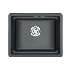 Мойка кухонная Granula 550х450 кварцевая встраиваемая снизу с дозатором и ролл-матом черный металик 5501U, ШВАРЦ