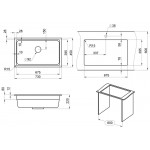 Мойка кухонная Granula 730х450 кварцевая встраиваемая снизу с дозатором и ролл-матом 7303U, ЧЁРНЫЙ
