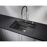 Мойка кухонная Granula 730х450 кварцевая встраиваемая снизу с дозатором и ролл-матом 7303U, ЧЁРНЫЙ