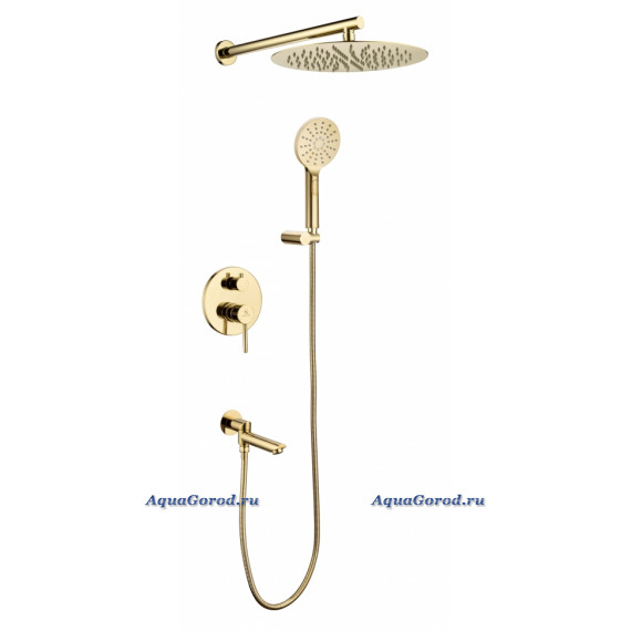 Смеситель Grocenberg встраиваемый однорычажный для ванны с душем золото GB5001GO
