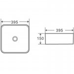 Раковина накладная Grossman 395х395х150 квадратная белая GR-3026