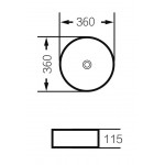 Раковина накладная Grossman 360х360х115 круглая черная / белая GR-4040BW