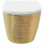 Унитаз подвесной Grossman Color горизонтальный выпуск сиденье микролифт золотой/белый GR-4455GWS