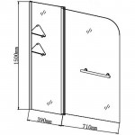 Шторка на ванну с двумя полками и ручкой Grossman 150х110 см стеклянная распашная GR-101/1