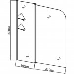 Шторка на ванну с двумя полками Grossman 150х100 см стеклянная распашная GR-101