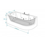 Акриловая ванна Grossman 170х80х59 см с гидромассажем левая GR-17000-1L