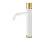 Смеситель Boheme Stick 122-WG.2 для умывальника с высоким изливом WHITE TOUCH GOLD