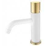 Смеситель Boheme Stick 121-WG.2 для умывальника WHITE TOUCH GOLD