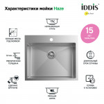 Мойка кухонная Iddis Haze 510х590 нержавеющая сталь матовый HAZ59S0i77