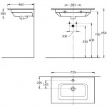 Раковина Kerama Marazzi Piano 75 подвесная белая PI.wb.75