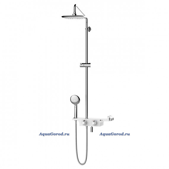 Душевая система Lemark Tropic LM7008С с термостатом для ванны и душа хром-белый