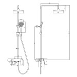 Душевая система Lemark Bronx LM3762BL для ванны с верхней душ. лейкой "Тропический дождь", 3-ф. лейкой, черная