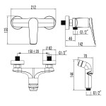 Смеситель Lemark Bronx LM3718BL настенный с гигиеническим душем, черный