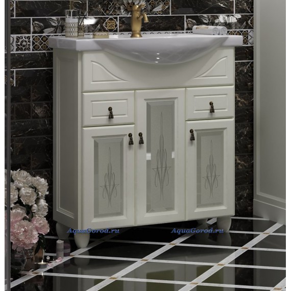 Тумба под умывальник Opadiris Тибет 75 стекло слоновая кость 00-00002839