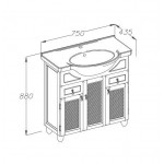 Тумба под умывальник Opadiris Тибет 75 стекло слоновая кость 00-00002839
