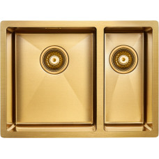 Мойка кухонная Paulmark Zusat 59х44 нержавеющая сталь золото левая PM225944-BGL