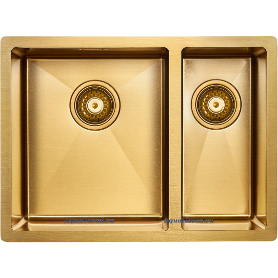 Мойка кухонная Paulmark Zusat 59х44 нержавеющая сталь золото левая PM225944-BGL