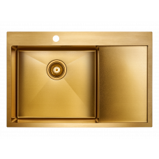 Мойка кухонная Paulmark Atlan 78х51 нержавеющая сталь золото левая PM217851-BGL