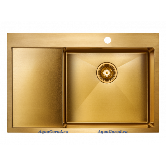 Мойка кухонная Paulmark Atlan 78х51 нержавеющая сталь золото правая PM217851-BGR
