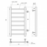 Полотенцесушитель Point Вега П7 квадратные 500х800 м.о. 50 боковое, хром PN71558