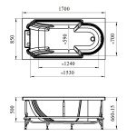 Ванна акриловая Fra Grande Анабель 170х85х66 с комплектом панелей, бронза 4-01-4-0-1-420