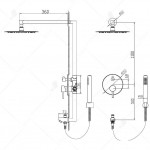 Душевая система RGW SP-52 встраиваемая для душа на 3 источника с верхним и ручным душем 21140852-01