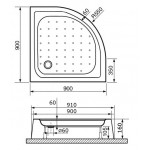 Душевой поддон RGW полукруглый акрил 900х900х160 RGW LUX/TN-P 16180499-41