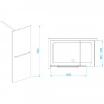 Душевая перегородка RGW WA-041 B неподвижная 100х195 прозрачное стекло черный профиль 35104010-14