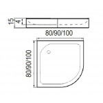 Душевой поддон River Wemor 80/15 C полукруглый 800х800х150