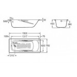 Ванна стальная Roca Princess-N 150х75 см antislip