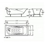 Ванна чугунная Roca Malibu 160х75 см antislip с отверстием для ручек