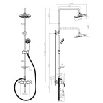 Душевая система Rossinka A35-46 для ванны с верхней лейкой "Тропический дождь", с пов. изл. 70мм и 3-ф