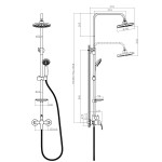 Душевая система Rossinka A35-45 для душа с верхней лейкой "Тропический дождь" и 3-ф. лейкой, хром