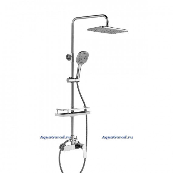 Душевая система Rossinka RS27-45 для душа с верхней лейкой "Тропический дождь" и 3-ф. лейкой, хром