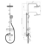 Душевая система Rossinka RS29-46 одноручный (35мм) для ванны с верхней лейкой "Тропический дождь"
