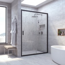 Душевая дверь Vegas Glass ZP NOVO 160x190 раздвижная профиль черный матовый стекло прозрачное ZP NOVO 160 02М 01