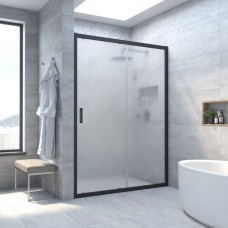 Душевая дверь Vegas Glass ZP NOVO 160x190 раздвижная профиль черный матовый стекло сатин ZP NOVO 160 02М 10