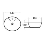 Раковина накладная Comforty 510х450х150 овальная белая 78197