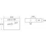 Раковина накладная SantiLine 605х415х135 прямоугольная черная матовая SL-1003MB