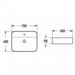 Раковина накладная SantiLine 700х400х110 прямоугольная белая SL-1007